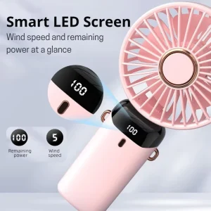 3 in 1 Foldable Wearable Neck Fan Rechargeable Hands Free LED Power Indicator 1200mAh Quiet for Commuting Climbing and Camping