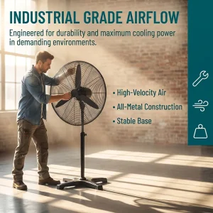 30″ Heavy Duty Industrial Pedestal Fan 750mm Large Aluminum Blade Electric Cooling Fan with Sturdy Cast Iron Base