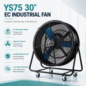 30 Inch Best Selling 45 63dB Quiet With Wheels Movable Industrial Floor Fan for Sheet Metal Workshop