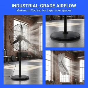 30 Inch Industrial Stand Fan Heavy Duty Pedestal Fan with High Velocity Copper Motor for Factory Warehouse