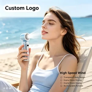 3000mAh Semiconductor Handheld Fan Rechargeable Digital Display 100 Speed Portable Outdoor Ice Fan