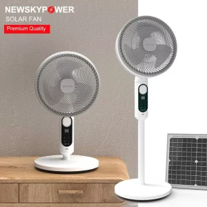 30W Remote Control Floor Stand Tower Pedestal Soundless Solar Fan for Camping Tent with MONO PV