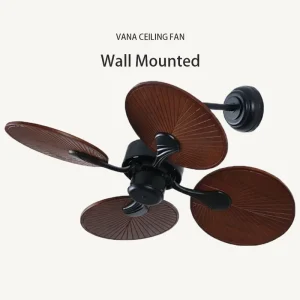 32 Inch Modern Decorative Wall Mounted Ceiling Fan with Natural Wood Blades and Remote Control for Home Hotel & Restaurant