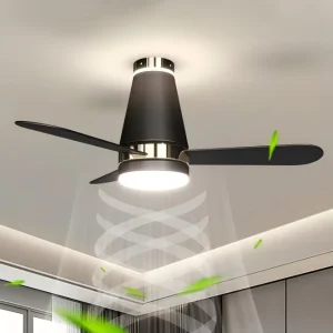 33 Inch Modern LED Ceiling Fans 3 Blades Motor 6 Speed Remote Control Dimmable Quiet Operation LED Lighting Living Room Home