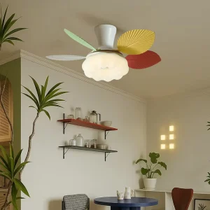 35 Inch Modern European Macaron LED Ceiling Fan 6 Speed Iron Body with Remote Control 220V DC Motor for Home Use in Living Room