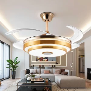 36 42 48 Inch Retractable Smart Ceiling Light Fan With Remote ceiling Fans With Led Lights for Bedroom