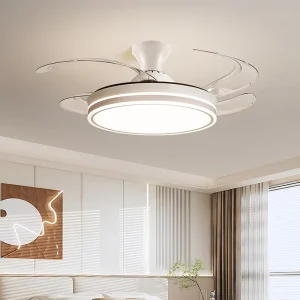 36 42 Inch Retractable Invisible Bladeless Ceiling Fan With Led Lamp Dimmable Light and Remote Control Controlled