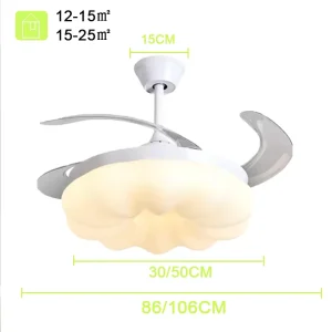 36 Inch 42 Inch Modern 3-Speed Dimmable Hanging LED Ceiling Fan with DC Motor 2.4G Remote Control Fan Light Copper Motor