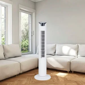 36 Inch Black White Digital 12 Hour Timer Tower Fan Remote Control Electric Low Noise Energy Efficient Three Blades Home Hotel