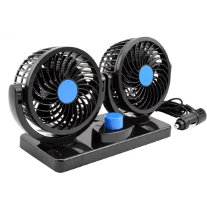 360 Degree Rotatable Car Fan 12V DC Electric 2 Speed Dual Head Fans Quiet Strong Car Dashboard Fan