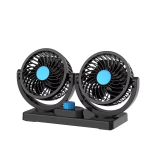 360 Degree Rotation Adjustable Strong Wind Car Air Fan Double Head Car Cooling Fan
