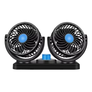 360 Rotatable Dual Unit Cooling Fan for 12V Auto Vehicles High Quality Electric Car Fan 35 39dB Low Noise 4″ Blade 15W
