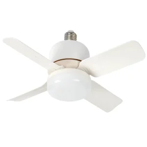 360° Rotating E27 Socket Fan Light LED Ceiling Fan with Remote Screw in Mini Fan for Bedroom Kitchen Garage