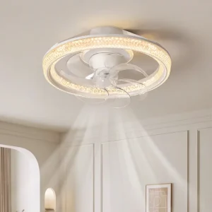 360 Rotating Modern 23 Inch Motor Remote Control Ceiling Fan with LED Light Dimmable 3 Year Warranty for Bedroom