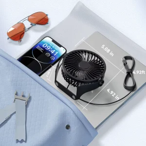 360° Rotation 3 Speed Small Powerful Table Fan 5 Inch Portable USB Fan with Strong Airflow