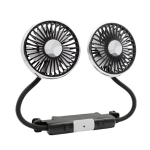 360° Rotation Double Head Car Back Seat Fan 3 speed Wind Adjustment USB Auto Cooling Fans for Summer