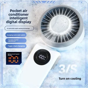 3600mAh Rechargeable Personal Small Pocket Hand Fan 5 Speeds Neck Wearable Handheld Portable Turbo Fan with Ice Cooler