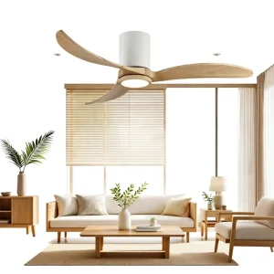#3625 Solid Wood Blades Decorative 52 Inch Electric Ceiling Fan Light Remote Control Optional Tuya Smart All Copper DC Motor