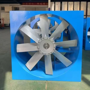 380V 24-Inch 600mm Square Ventilation Exhaust Axial Fan with Galvanized Louver and Air-Dampening Side Wall