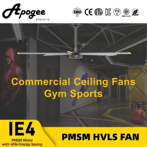 38dB Very Quiet and Energy Saving HVLS Commercial Ceiling Fan for Gym Cooling 3 Years Guarantee and Maintenance Free
