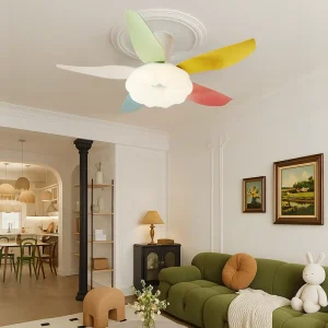 39 Inch Modern European Macaron LED Ceiling Fan with 6 Speed Iron Body Remote Control 220V DC Motor Home Use Living Room
