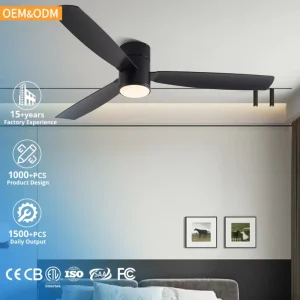 3CCT Dimmable LED Light Quiet DC Motor Reversible 6 Speeds Black 52” Indoor Outdoor Ceiling Fans