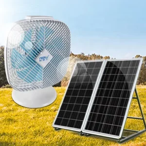 3D Fan Grill Appearance Patent Automatic Swing Smart Digital Display Table Battery Rechargeable Fan with Solar Charging