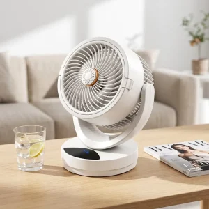 3D Oscillating Air Circulator Fan Low Noise Cooling Desk Fan USB Rechargeable Night Light