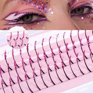 3D Russian Easy Glitter Eyelash Individual Lashes Extension Pre Made Volume Fans Eyelashes Colorful Promade Lash Extension Fans