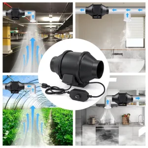 4″ 5” 6” 8” Duct Ventilation Fan 110V Quiet Wall Ceiling Mounted EC Inline Duct Fan