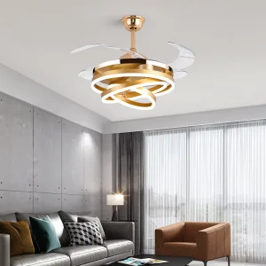 4 Fan Leaf DC Motor 42 48 Inch Decorative Remote Control LED Ceiling Fan With Light