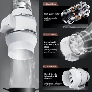 4 Inch Dual Speed Duct Fan 1000W 8 Rotary Vanes Powerful Quiet Ventilation Household Commercial Industrial Garage Exhaust Air