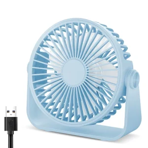 4.5inch USB Portable Table Fan with Ultra Quiet 3 Strong Wind Speed 180 Rotation Adjustment Outdoor RV Car Use