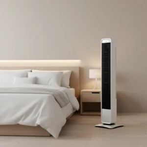 40 Inch Plastic Tower Fan Remote Oscillating Function 13 Hour Timer Energy Efficient Low Noise for Living Rooms Bedrooms Hotels