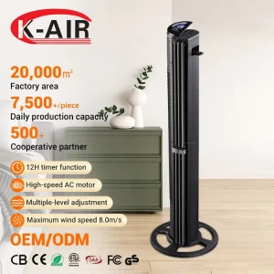 40″ Plastic Digital Tower Air Cooler Fan App Controlled Remote Powerful Oscillation Cooling Adjustable Height Portable Home
