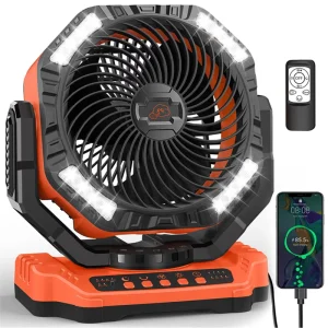 40000mAh Portable Rechargeable Floor Fan with Lithium Battery Power Bank for Outdoor Camping Car RV Hotel Use