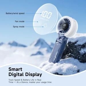 4000mAh Foldable Misting Fan 100 Speed Smart Cooling 3 in 1 Foldable & Hands Free Design for Summer Cooling