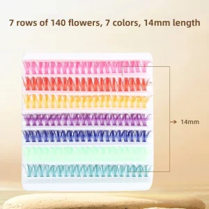 40P New Style DIY Eyelash Extensions Colorful Individual PBT Soft Fiber Cluster Lashes Segmented Fan Eyelashes