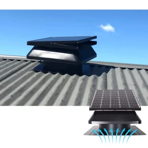 40W 14 Inch Gable Attic Solar Air Blower, Roof-Mounted DC Exhaust Fan for Greenhouse and Plant Farming, Heat Extractor