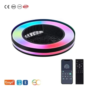 40W RGB Smart LED Ceiling Fan Light 5 Blades DC Motor 6 Speed Dimmable High CRI 95 Modern Design APP Control 3000 6000K Quiet