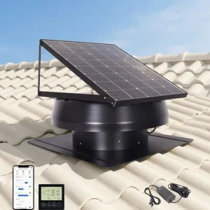 40W Solar Power IP68 HVAC Axial Brushless DC Motor Commercial Ventilation Extractor Duct Fan for Outdoor Home Attic Vent Fan