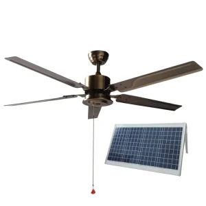 40W Solar Powered DC Ceiling Fan Low Voltage 12v 24v 52 Inch Bronze Fan Blade Ultra Quite Brushless DC Motor DIY Installation
