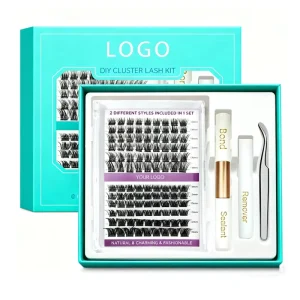 40p 60p 80p ELEGORA Private Label Vegan Cluster Diy Lash Extension Kit Home Handmade Faux Mink Fan Eyelashes 12 Rows