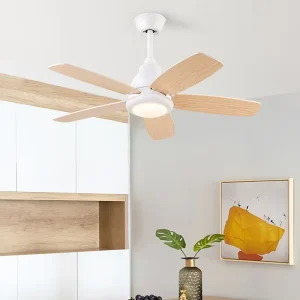 42 48 Inch Plywood Ceiling Fan with Light Remote 5 Blades Reversible DC Motor Dimmable for Living Room