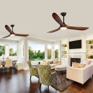 42″ 52″ 60″ Inch 3 Colors Big Size Copy Wood Blades Large Airflow Ceiling Fan With Light Family Commercial Decor Fan Light Lamp