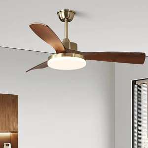 42 52 Inch 3 5 Straight Blades Motor Decorative Ceiling Fan with LED Lamp and Remote Control