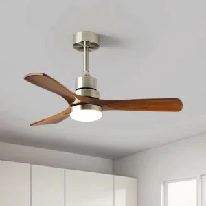 42 52 Inch Walnut LED Smart Ceiling Fans Wooden Remote Control Modern Waterproof 220V DC Motor Dark Brown Hall Lamps