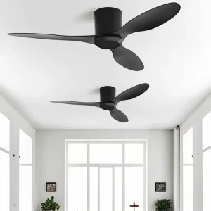 42″ Air Cooled Modern Ceiling Fan for Living Room Bedroom 3 ABS Blades Variable Frequency Remote Control Decorative Design