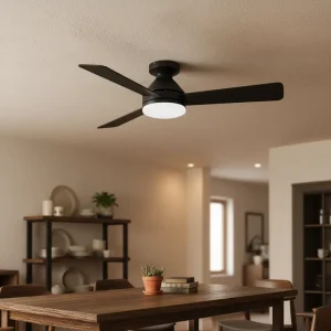 42 Inch Ceiling Fan LED Light Remote Control Adjustable Speed Quiet Operation Metal Construction Modern Design for Bedroom