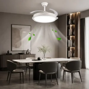 42 Inch Ceiling Fan Light 96W High Wattage Smart APP Remote Control 6 Speed Wind Adjustable For Large Room Kitchen Office